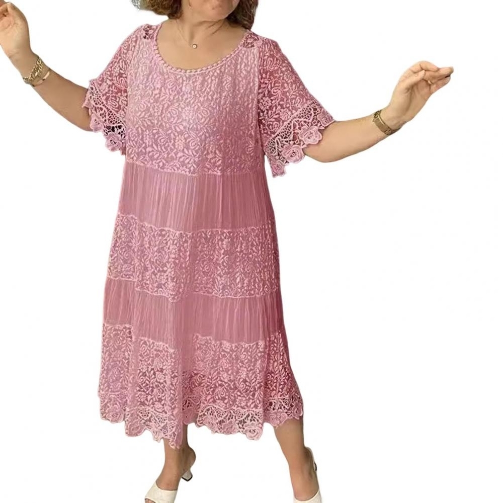 Amazon Pink Lace Midi Dress